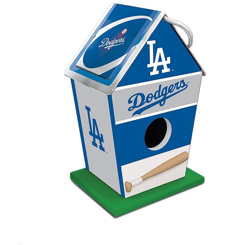 Los Angeles Dodgers Blue and White Wooden Birdhouse with Tin Roof