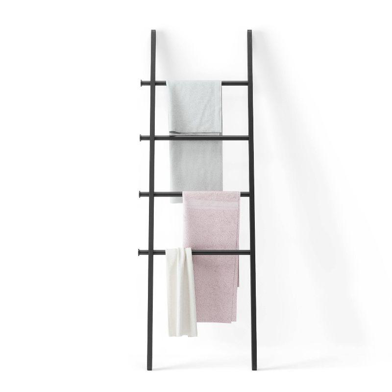 Leana Black Wood and Steel Towel Stand