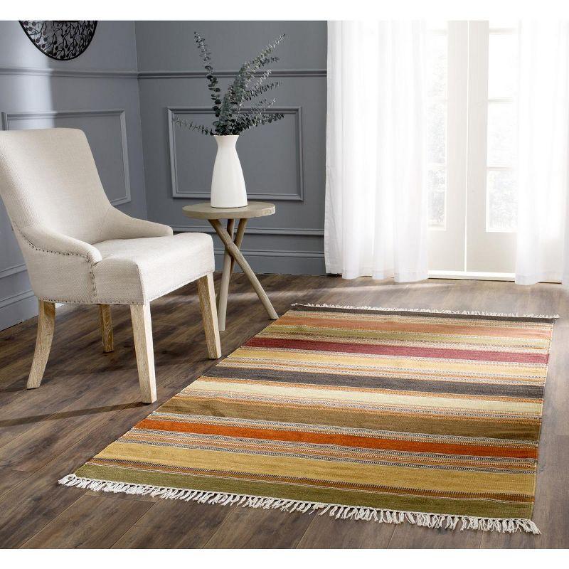 Striped Kilim STK315 Hand Woven Indoor Area Rug - Gold - 4'x6' - Safavieh.