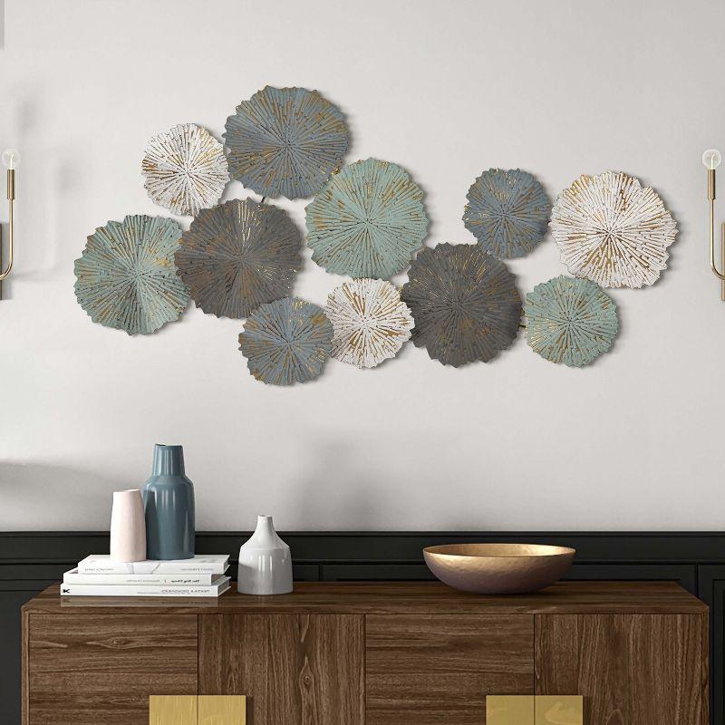 LuxenHome 48" Multicolor Metal Floral Wall Sculpture