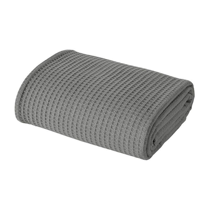 Full/Queen 100% Cotton Blanket, Grey, Luxurious Breathable Waffle Weave Design by Sweet Home Collection®
