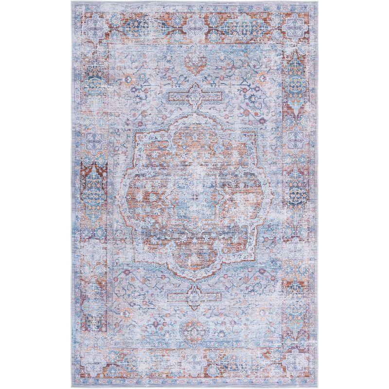 Elegant Blue Synthetic 9' x 12' Hand-Knotted Area Rug