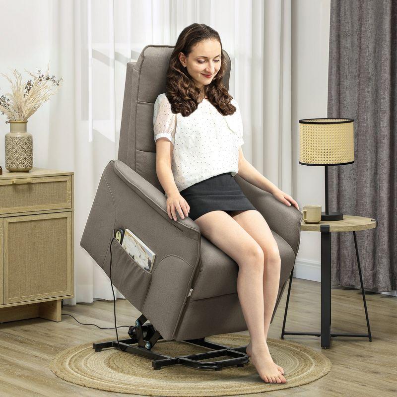 HOMCOM Power Lift Recliner Chair, Electric Reclining Chair with Remote, Side Pockets, Pocket Spring, Tufted Back, Quick Assembly, Coffee