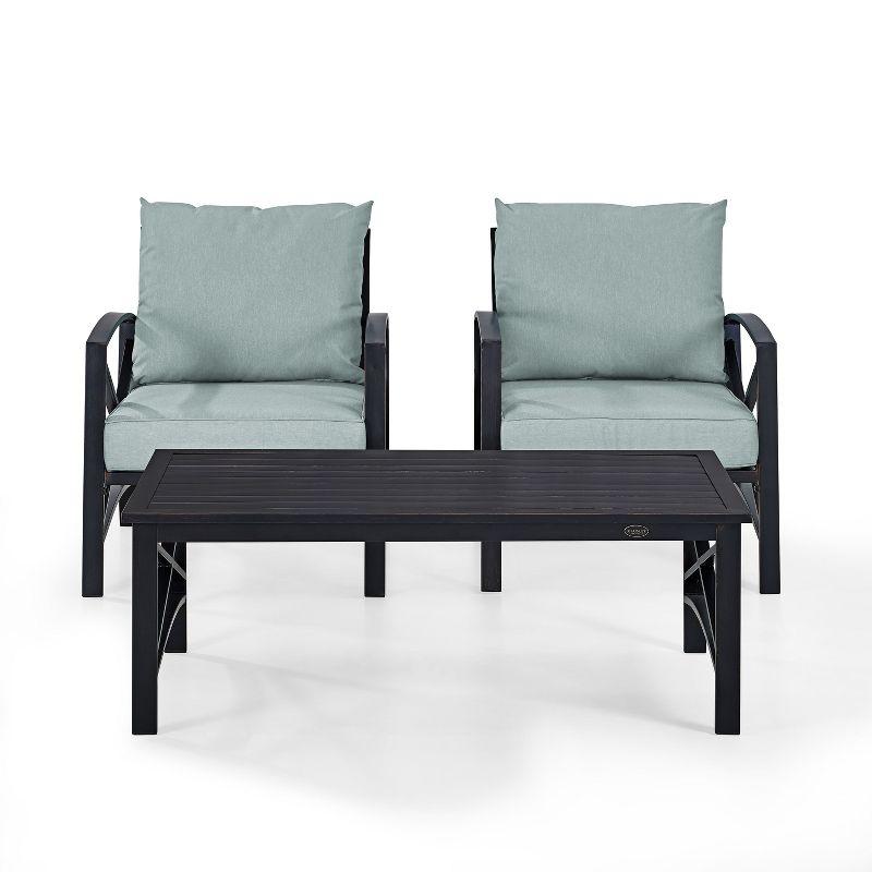 Kaplan 3-Piece Oil Bronze Outdoor Seating Set with Mist Cushions