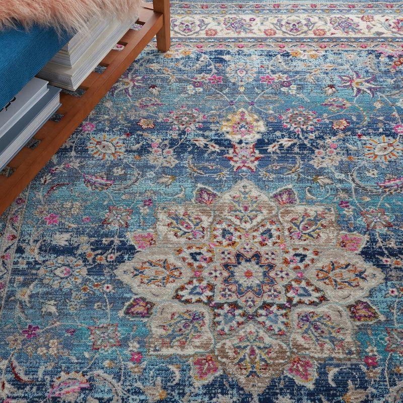 Nourison Vintage Kashan VKA01 Blue/Ivory/Orange Indoor Area Rug - 4' x 6'