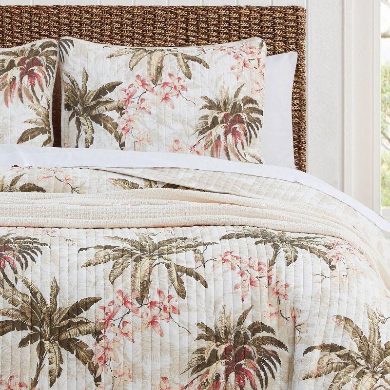 Tommy Bahama Bonny Cove Cotton Reversible Beige Quilt Set