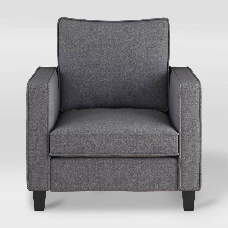 Cozy Nook 30" Gray Fabric and Wood Accent Armchair