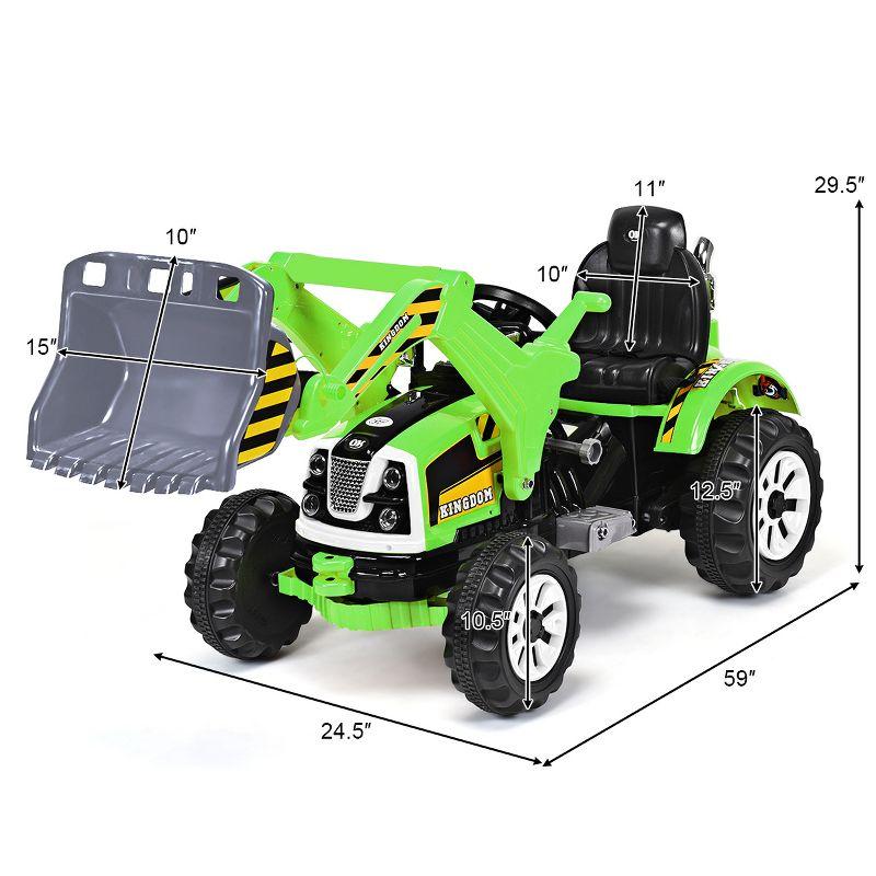 Green 12V Battery Powered Kids Ride-On Excavator Truck