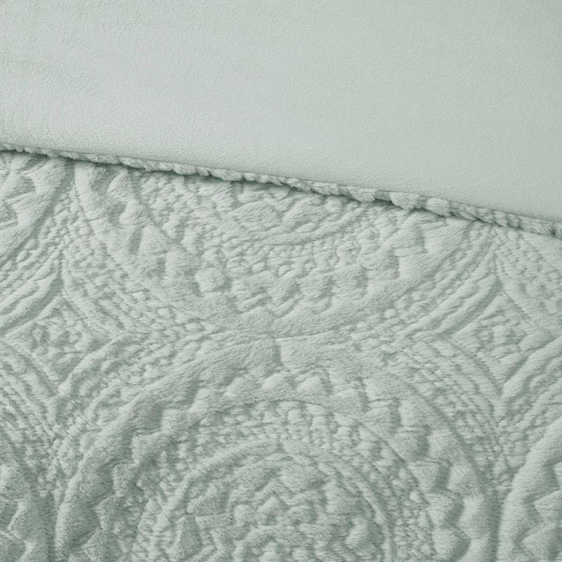 Arya Embroidered Medallion Faux Fur Ultra Plush Comforter Set