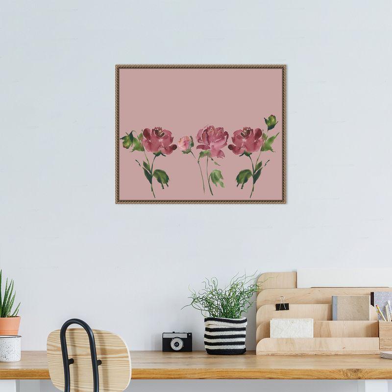 Amanti Art Trio Of Peony Blossoms by Lucille Price Canvas Wall Art Print Framed 20 x 16-in.