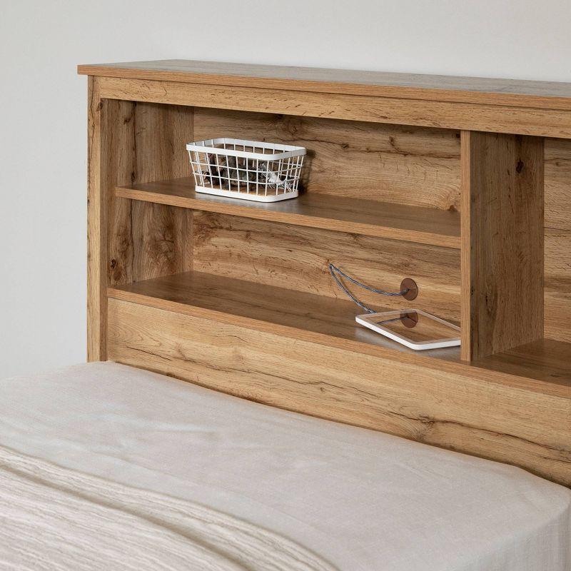 South Shore Twin Cavalleri Headboard Nordik Oak: Scandinavian Style, 3 Storage Spaces, Grommet Hole