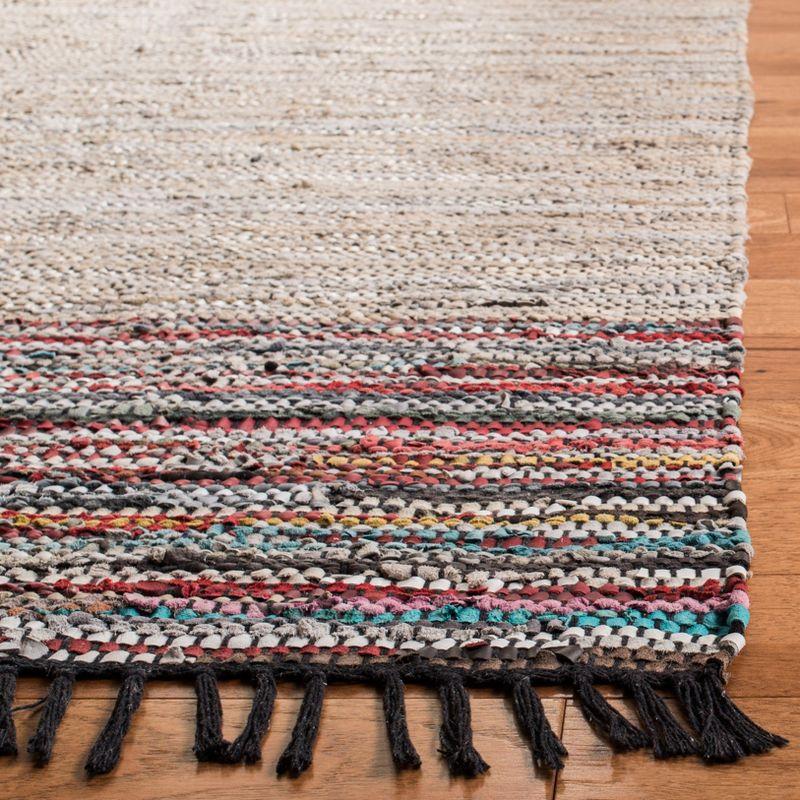 Multicolor Cotton and Cowhide Flat Woven Area Rug