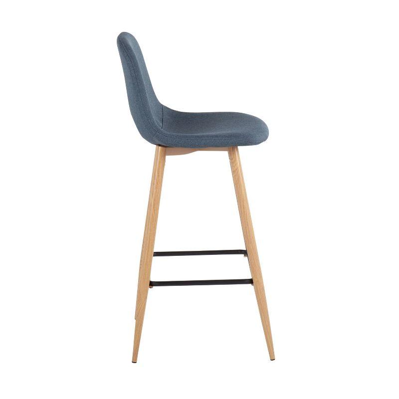Set of 2 Pebble Metal Polyester Barstools Natural/Blue - LumiSource: Fixed Height, Footrest, Armless