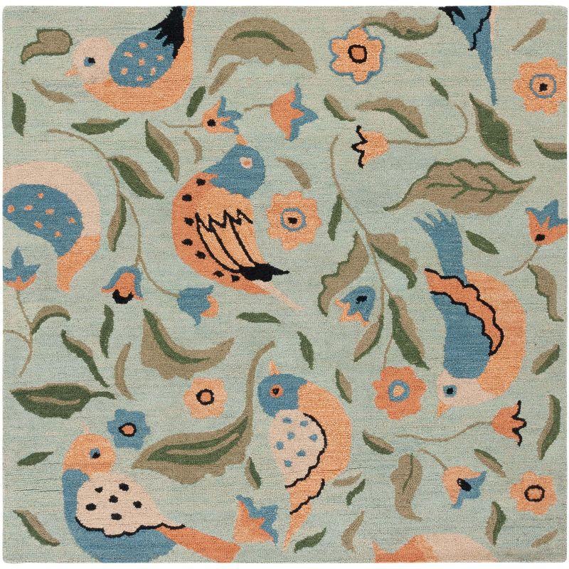 Blossom BLM676 Hand Hooked Area Rug - Sage/Multi - 8'x8' - Safavieh.