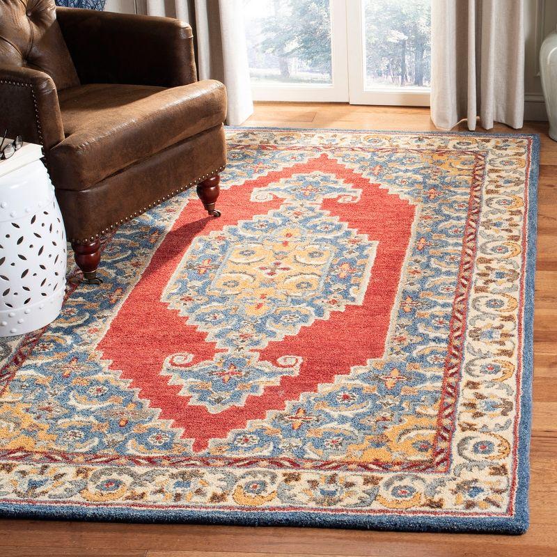 Handmade Tufted Blue Wool Rectangular Area Rug