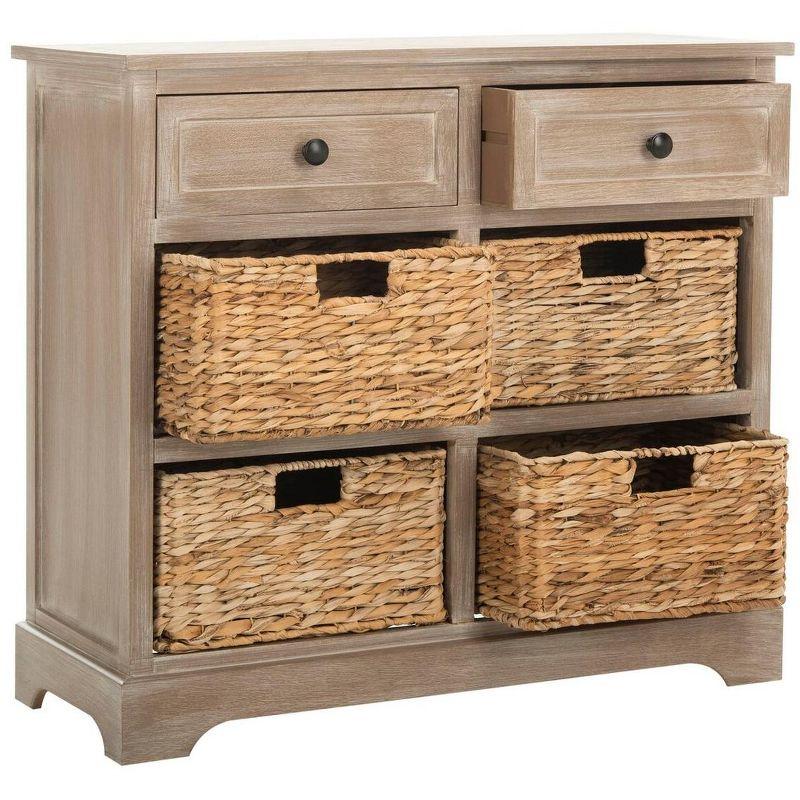 Herman 30" Beige Pine Storage Unit with Wicker Baskets