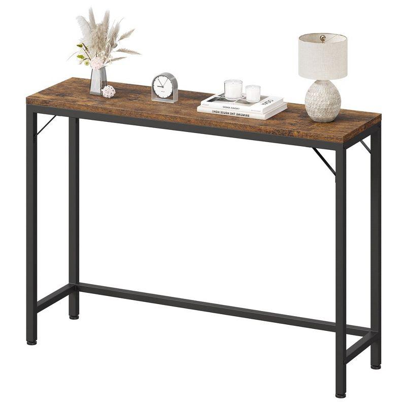 Whizmax Rustic Brown Metal and Wood Console Table with Storage