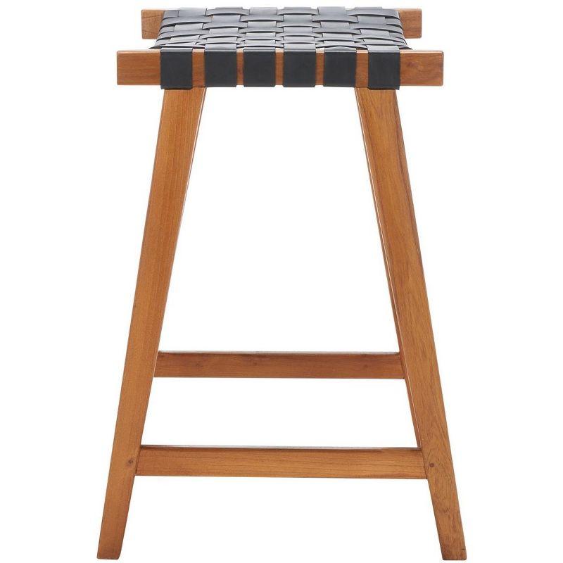 Abreu Rectangle Counter Stool - Black/Natural - Safavieh