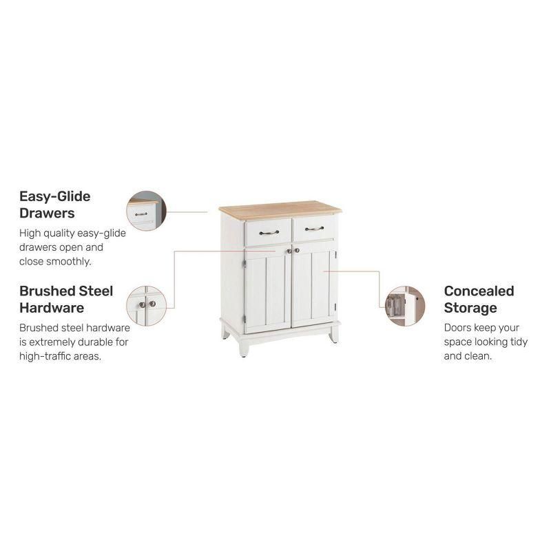 36" Sideboard Buffet Servers with Wood Top White - Home Styles: Traditional Style, Adjustable Shelves, Storage Cabinet