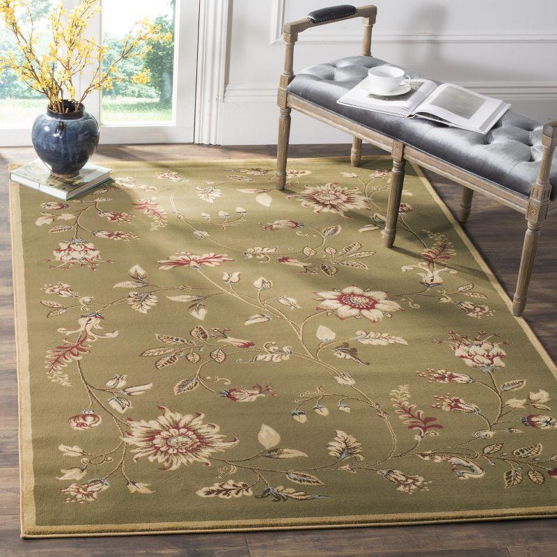 Lyndhurst LNH552 Power Loomed Area Rug - Green/Multi - 6'7"x9'6" - Safavieh