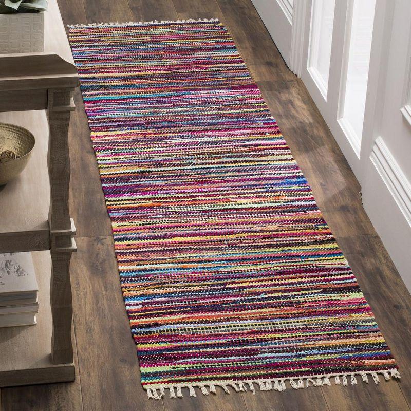 Rag Rug RAR128 Hand Woven Indoor Runner Rug - Multi - 2'3"x12' - Safavieh.