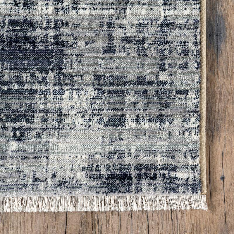 Beige and Navy 5' x 7' Synthetic Southwestern Area Rug