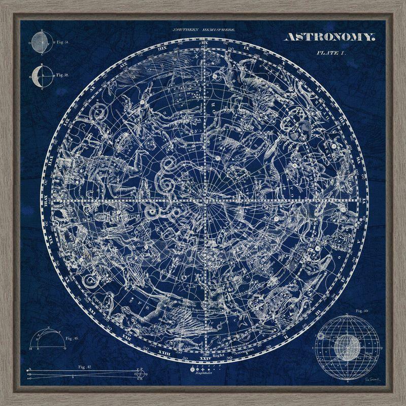 Celestial Blueprint Geometric Framed Canvas Art in Gray