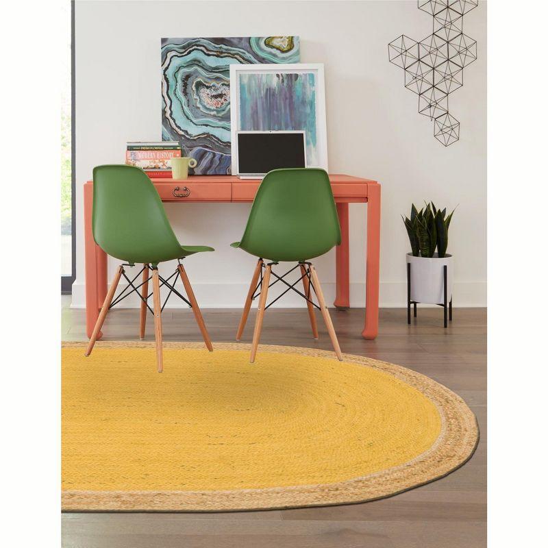 Yellow Oval Braided Jute 8' x 10' Area Rug