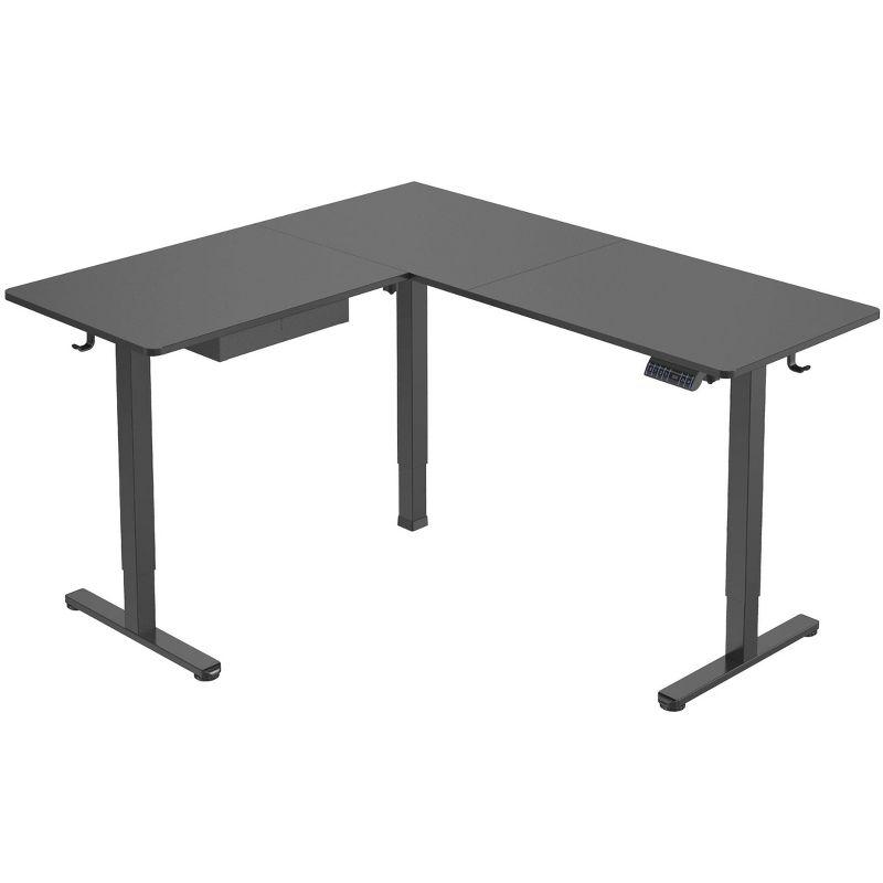 Mount-It! Large Electric Height Adjustable Desk for Corners, Automatic Standing Desk with Smooth Ergonomic Height Adjustment from 28.3" to 46.5"