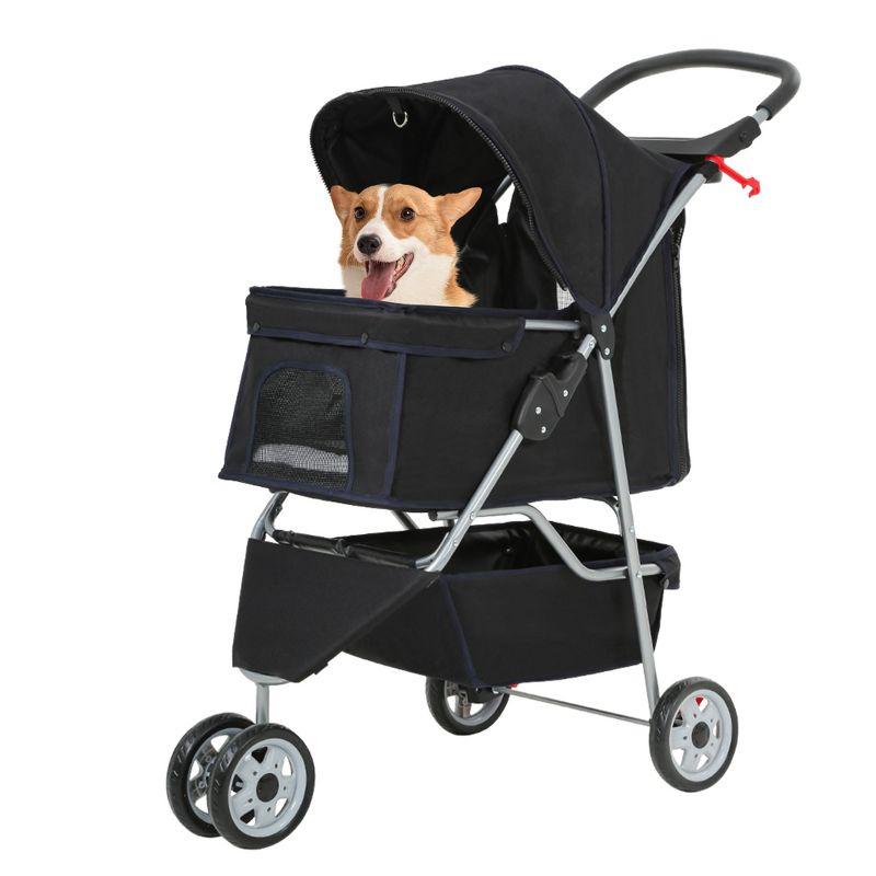 FDW 3 Wheels Pet Stroller Dog Cat Cage Jogger Stroller for Medium Small Dogs Cats Travel Folding Carrier Waterproof Puppy Stroller