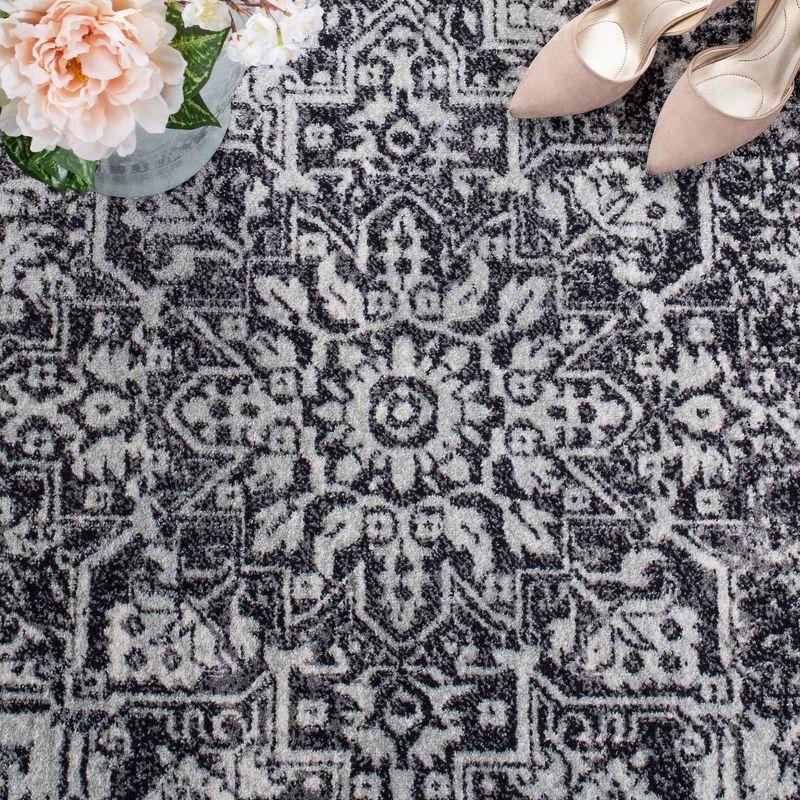 Transitional Black/Grey Synthetic 2'2" x 9' Easy-Care Runner Rug