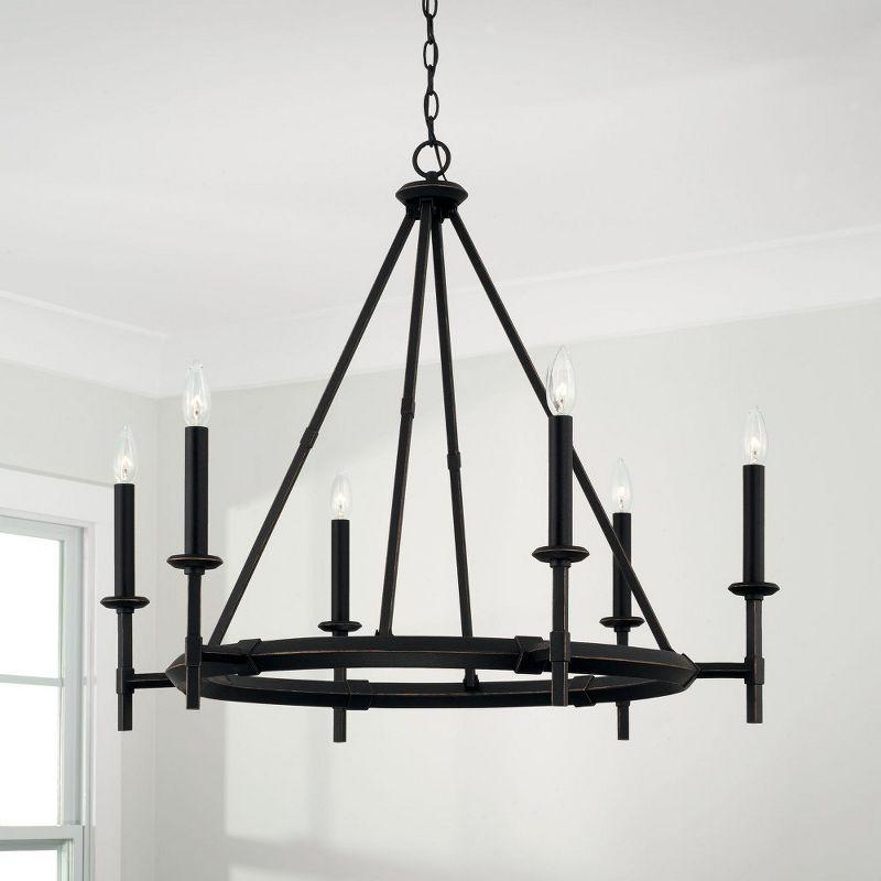 6 - Light Dimmable Wagon Wheel Chandelier