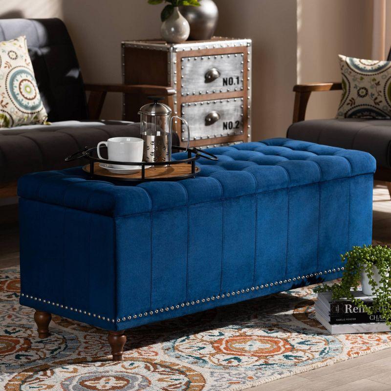 Kaylee Velvet Upholstered Button Tufted Storage Ottoman Bench: Elegant Bedroom & Living Room Decor - Baxton Studio