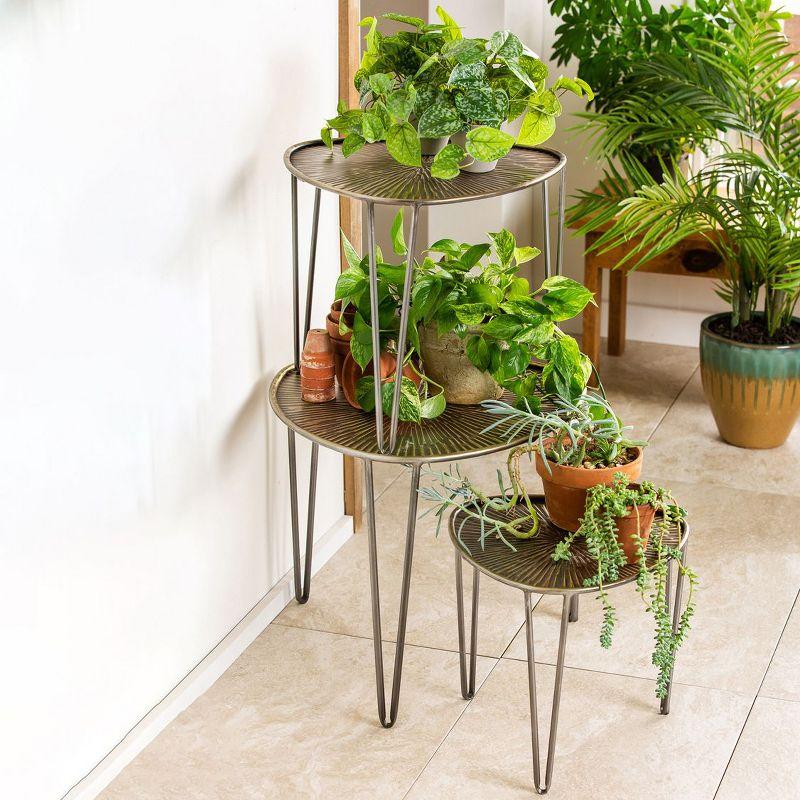 Evergreen Beautiful Leaf Shape Metal Nested Side Tables, Set of 3 - 21 x 21 x 19 Inches Homegoods and Decorations for Every Space