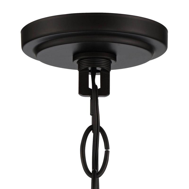 Modern Black Steel Pendant Light with Glass Bowl Shade