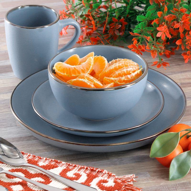 Gibson Gibson Home Rockaway Gold 16-Piece Dinnerware Set - Matte Blue