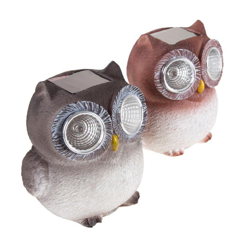 Nature Spring Outdoor Solar LED Light Owl Statues for Yard Decor - Set of 2