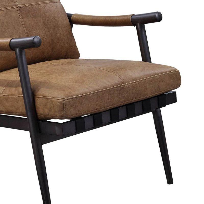 Anzan Chestnut Leather and Matte Iron Accent Chair