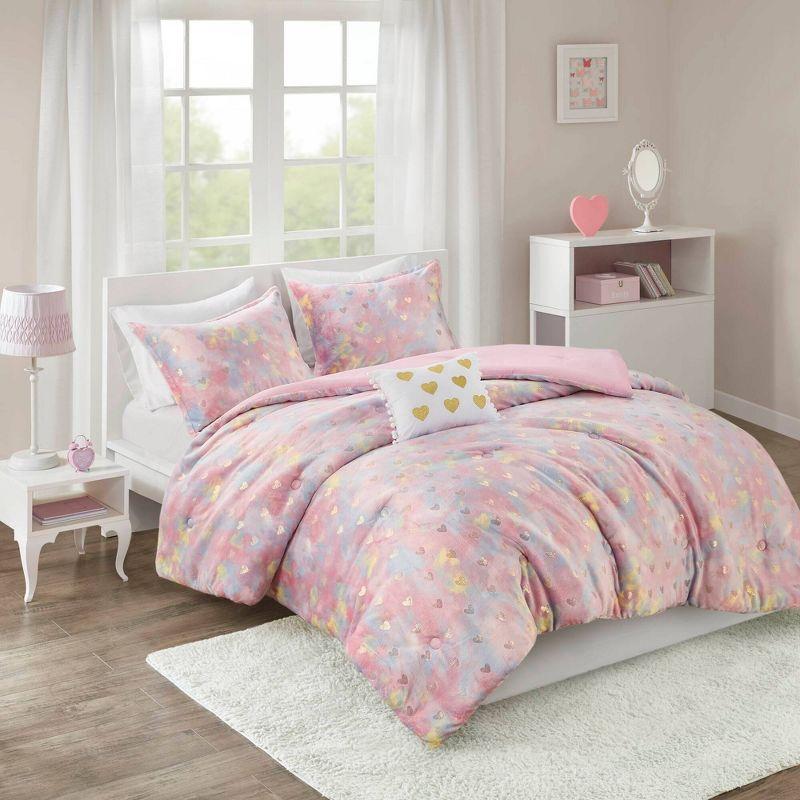Mi Zone Rosalie Metallic Printed Plush Comforter Set