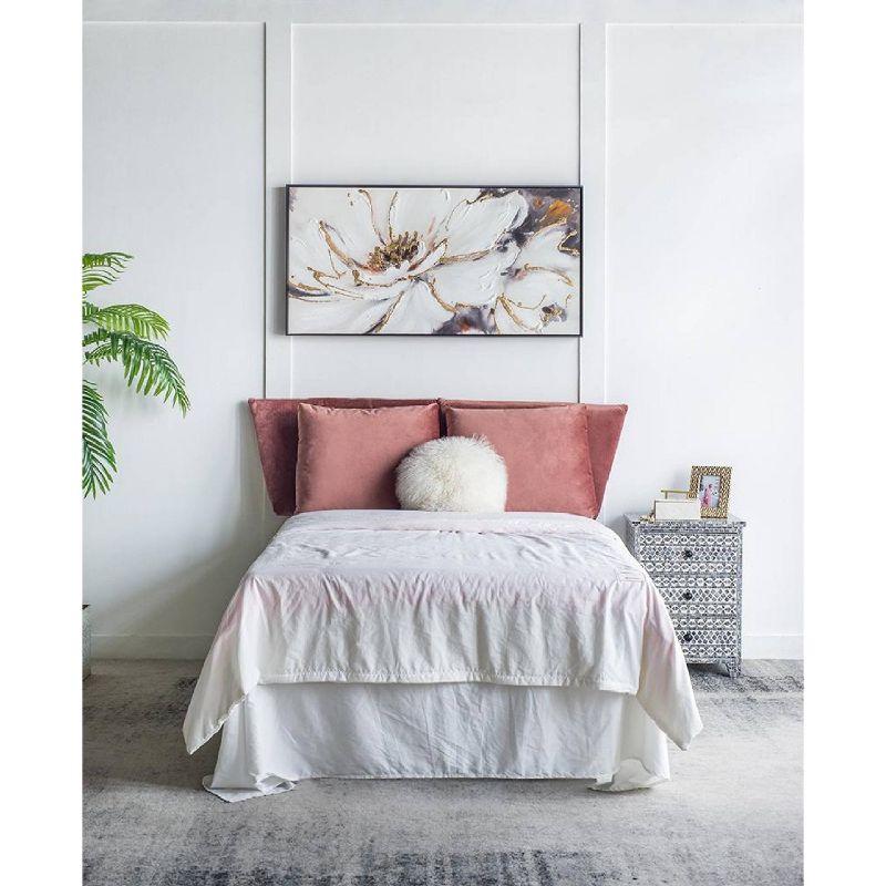 A&B Home Blooming Floral Framed Hand-Painted Wall Art - 24.5"W X 48"H X 2“L - Black Frame - Cream/Gray