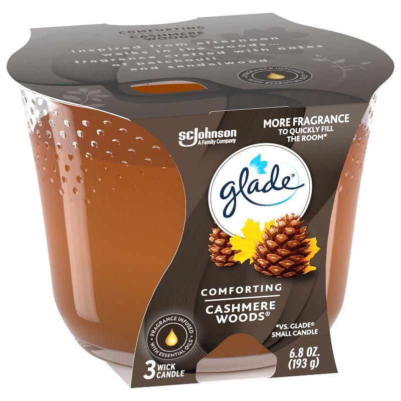 Glade 3 Wick Scented Candles - Cashmere Woods - 6.8oz