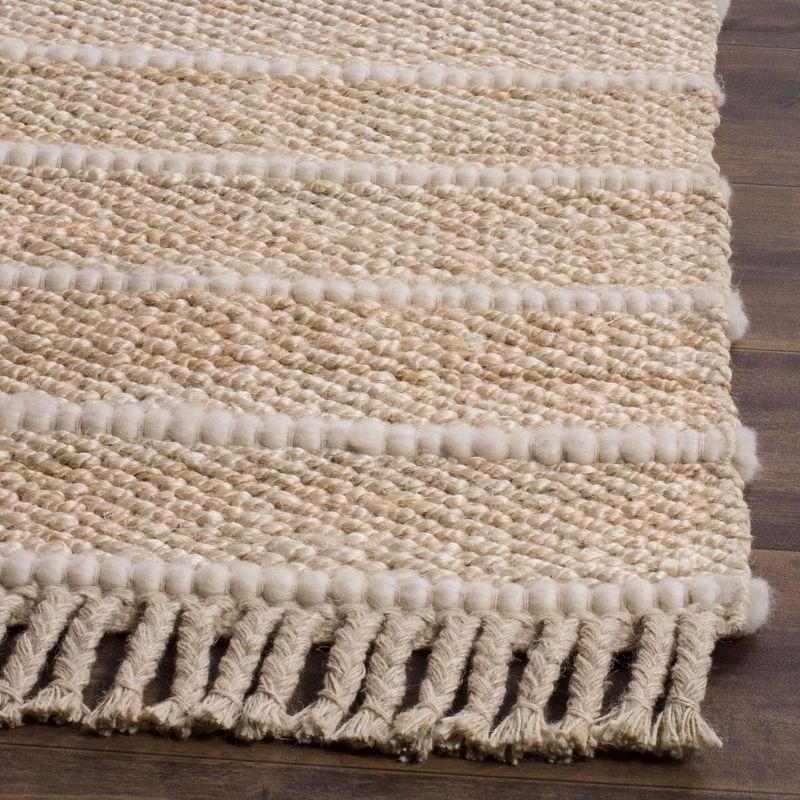 Ivory Flat Woven Handmade Round Wool Rug, 2' x 3'