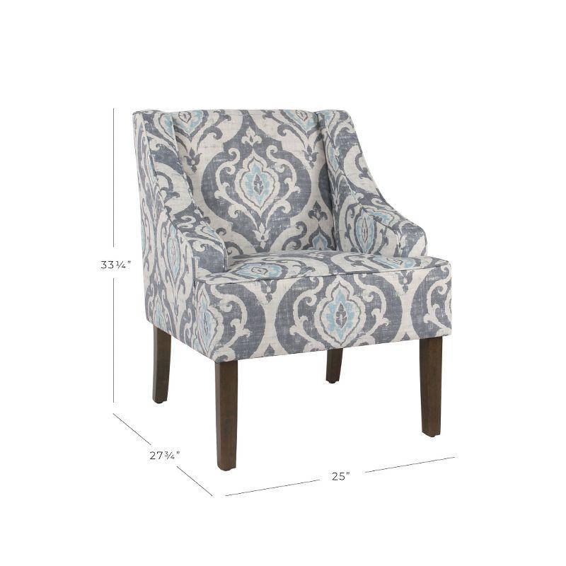 Suri Blue Classic Swoop Accent Chair with Wood Legs