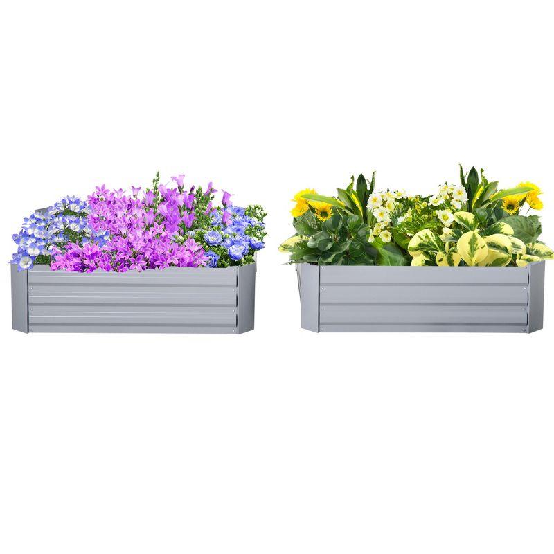 Outsunny 3.3' x 3.3' x 1' 2-Piece Galvanized Raised Garden Bed Box Planter Raised Beds with Steel Frame for Vegetables, Flowers, and Herbs, Gray