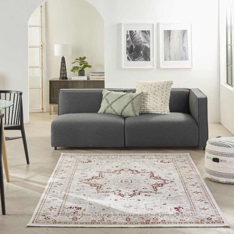 Nourison Geneva GNV02 Indoor only Area Rug - Brick Silver 4' x 6'