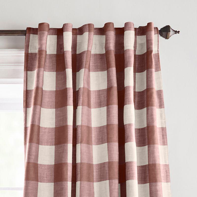 Grainger Buffalo Check Lined Room Darkening Single Window Curtain Panel - 52" x 84" - Red - Elrene Home Fashions