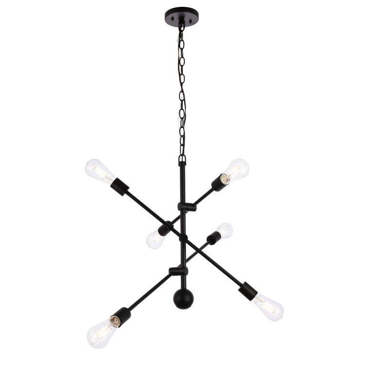 Elegant Lighting Axel 6 lights black pendant with chain