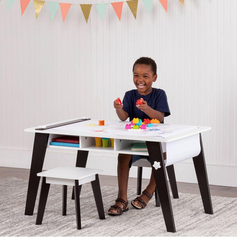 Espresso Mid-Century Modern Kids Arts and Crafts Table Set with Stools