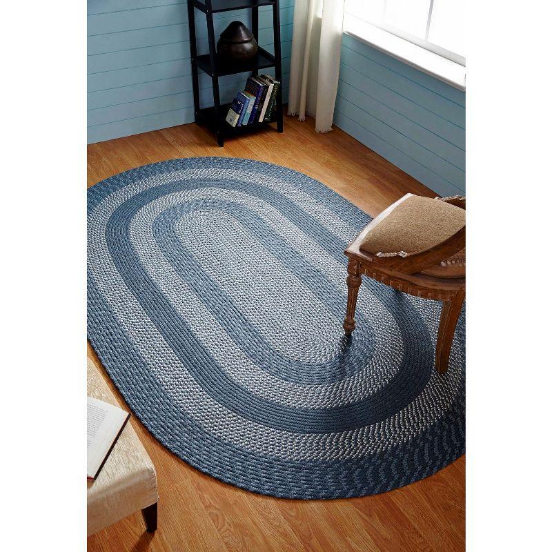 Slate Blue Oval Braided Reversible Synthetic Rug