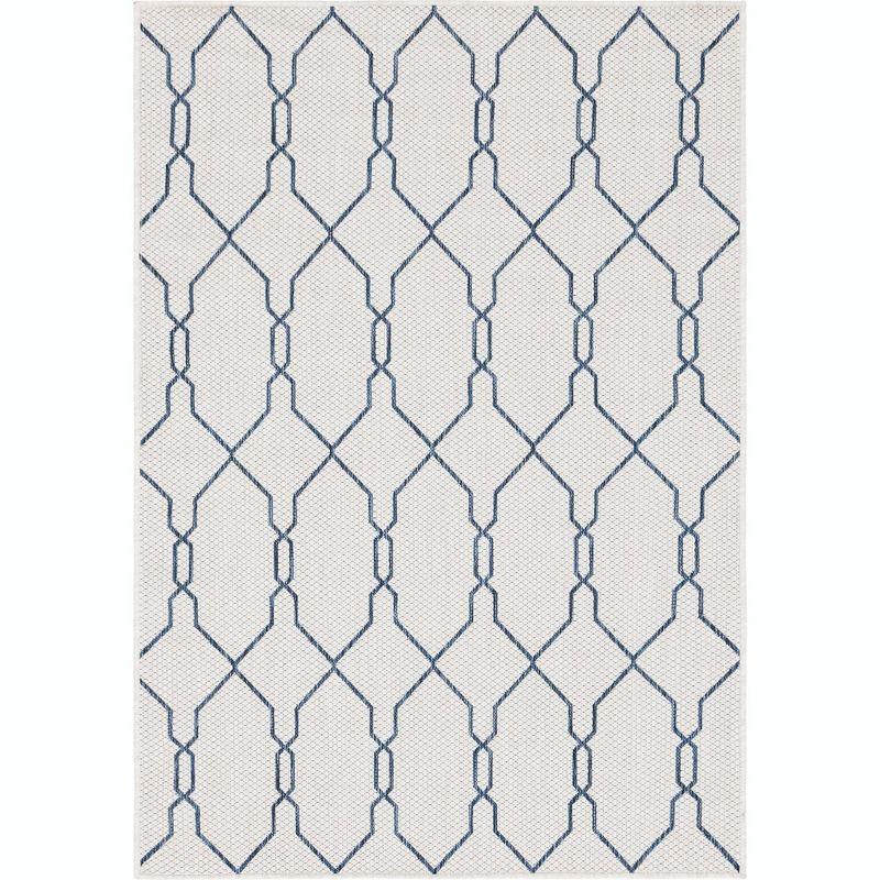 Unique Loom 4' 1 x 6' 1 Rectangle Indoor/Outdoor Trellis Ivory Area Rug